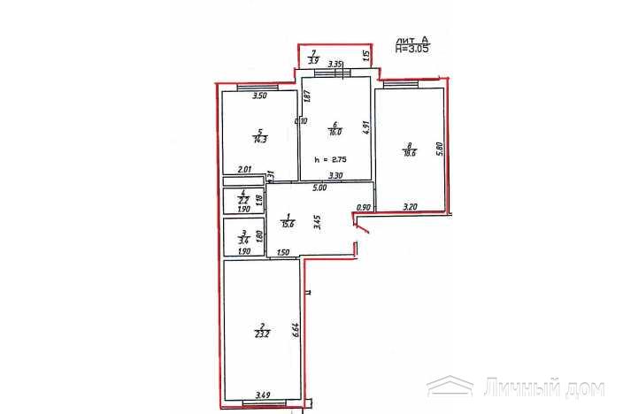 трехкомнатная квартира 93 м кв